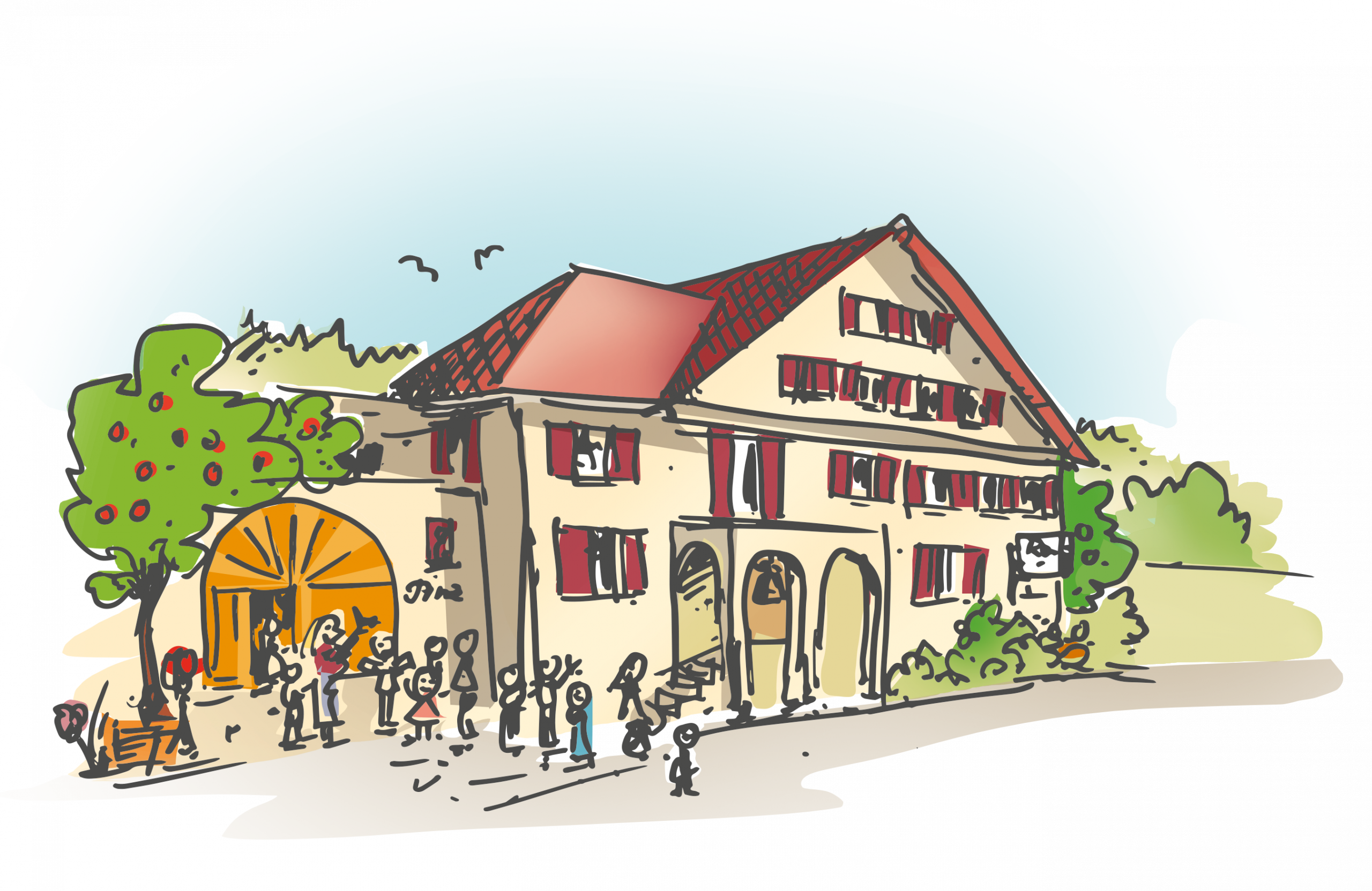 Ilustration: Stammhaus der Fein-Brennerei in der Ziegelbachstraße